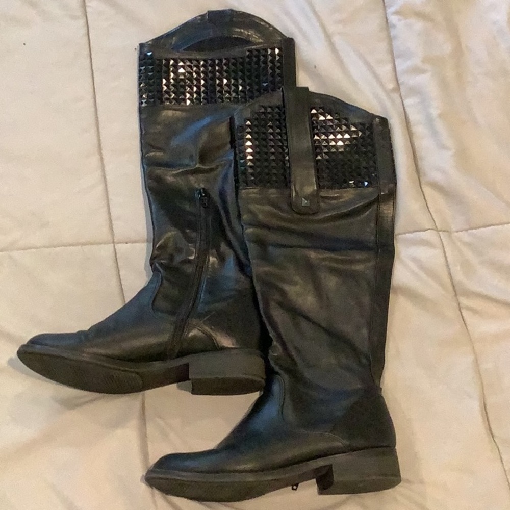 SM New York Black studded boots size 6